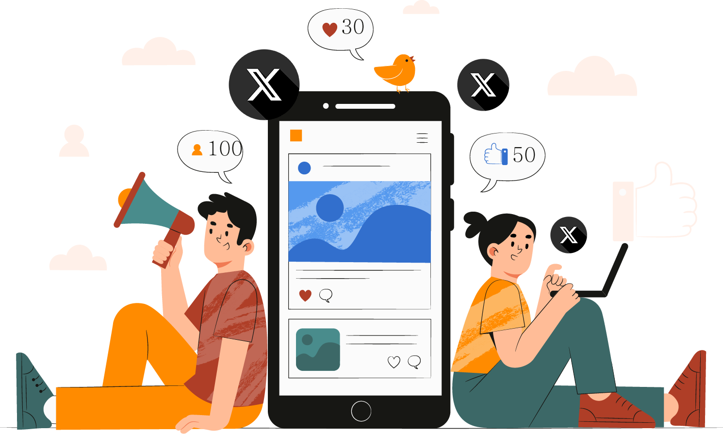 buy x (twitter) followers people with smileys emoji and mobile